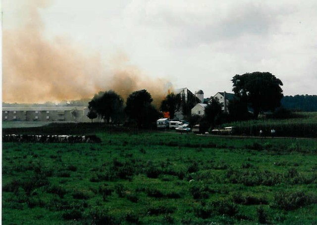 The barn fire at the Leon Lapp farm on Cains Road... 8/29/92